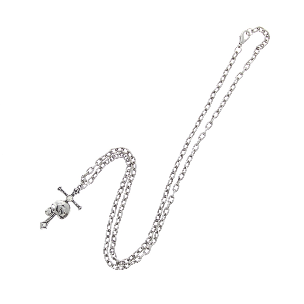 Zac's Alter Ego - Skull with Cross and Jewels Ketting - Zilverkleurig